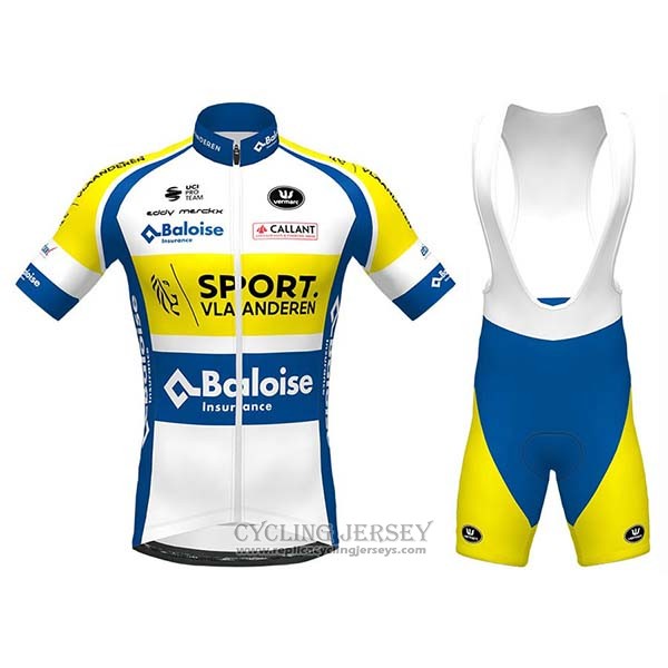 2020 Cycling Jersey Sport Vlaanderen-baloise White Yellow Blue Short Sleeve And Bib Short